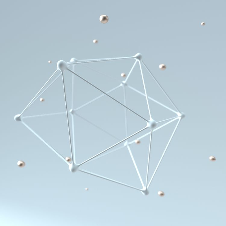 An abstract object that looks like a dodecahedron floating in an abstract space